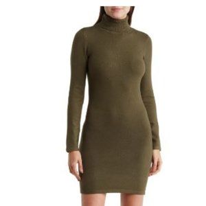 FRENCH CONNECTION  Soft Turtleneck Long Sleeve Sweater Dress-Olive Color
